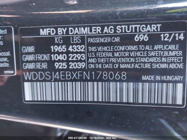 Mercedes-Benz CLA 250 2015 WDDSJ4EBXFN178068 Image 9