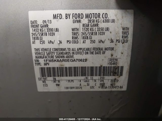 1FM5K8AR0EGA70622 Ford Police Interceptor