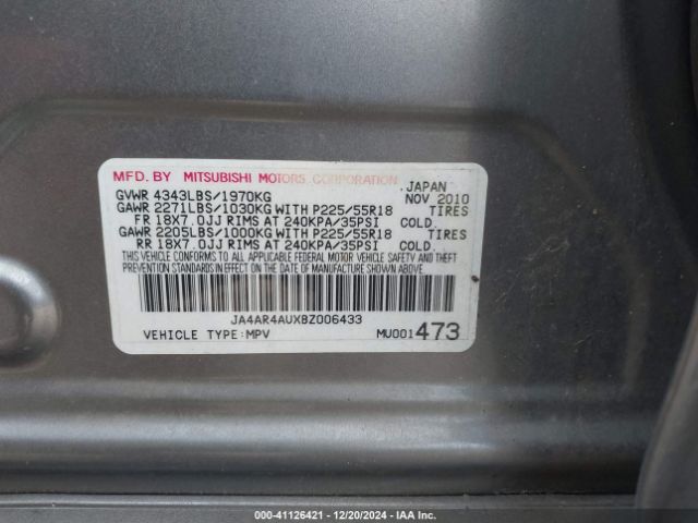 2011 MITSUBISHI OUTLANDER SPORT JA4AR4AUXBZ006433 Photo 8