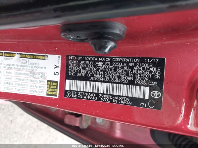 JTDKBRFU7J3584950 Toyota Prius Two