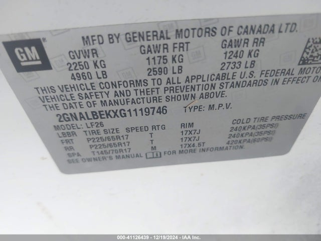 Chevrolet Equinox L 2016 2GNALBEKXG1119746 Image 9