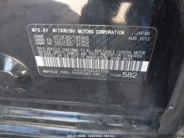 2013 MITSUBISHI LANCER JA32U8FWXDU007798 Photo 8