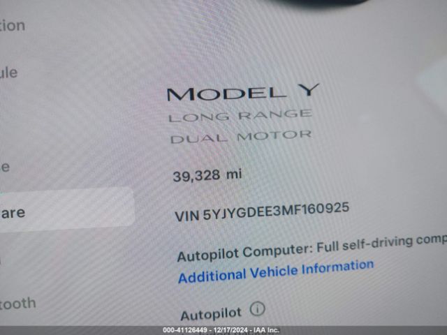 5YJYGDEE3MF160925 Tesla Model Y Long Range Dual Motor All-wheel Drive