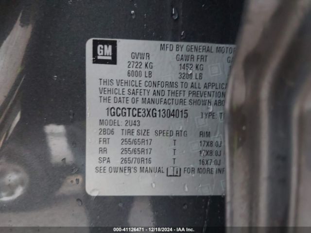 1GCGTCE3XG1304015 Chevrolet Colorado Lt