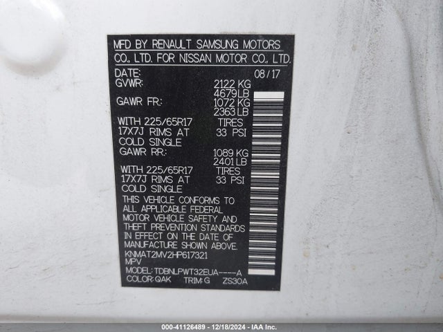 Nissan ROGUE S 2017 KNMAT2MV2HP617321 Image 9