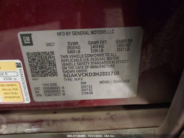 5GAKVCKD3HJ331710 Buick Enclave Premium