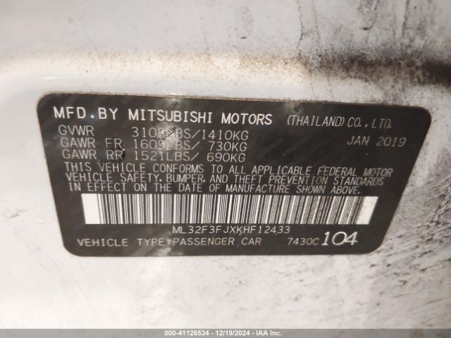 2019 MITSUBISHI MIRAGE G4 ML32F3FJXKHF12433 Photo 8