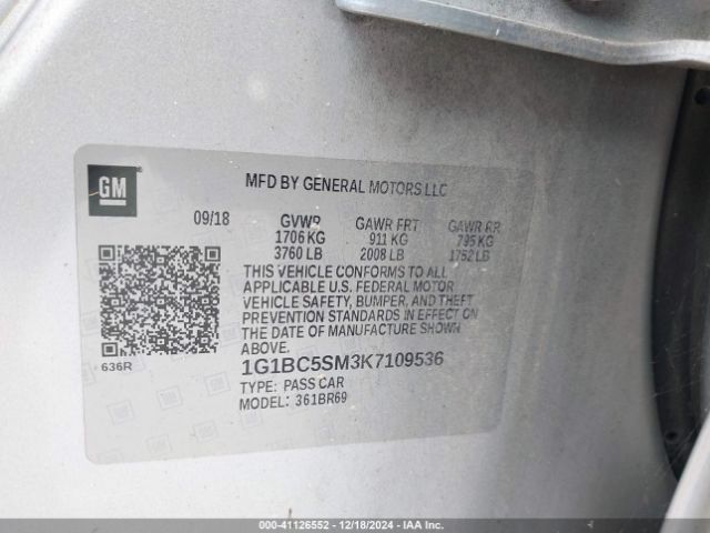 1G1BC5SM3K7109536 Chevrolet CRUZE LS
