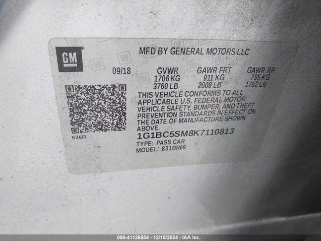 1G1BC5SM8K7110813 Chevrolet CRUZE LS