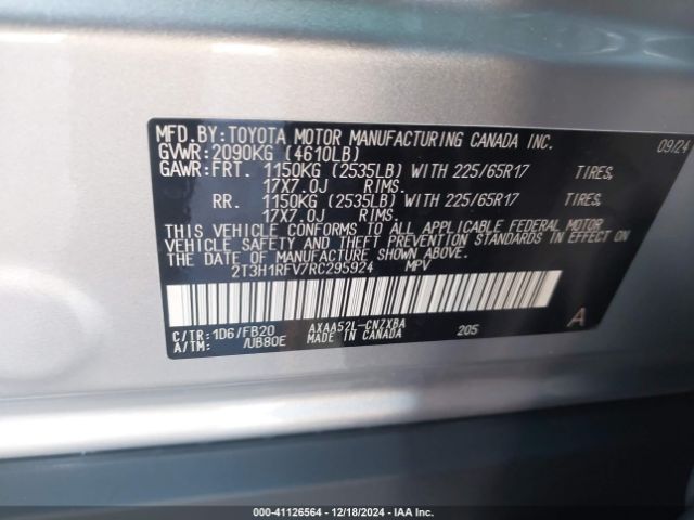2T3H1RFV7RC295924 Toyota RAV4 LE