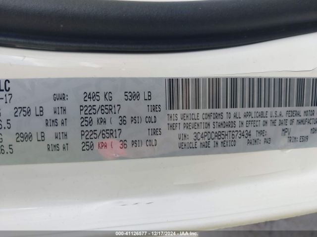 3C4PDCAB5HT673434 Dodge JOURNEY SE