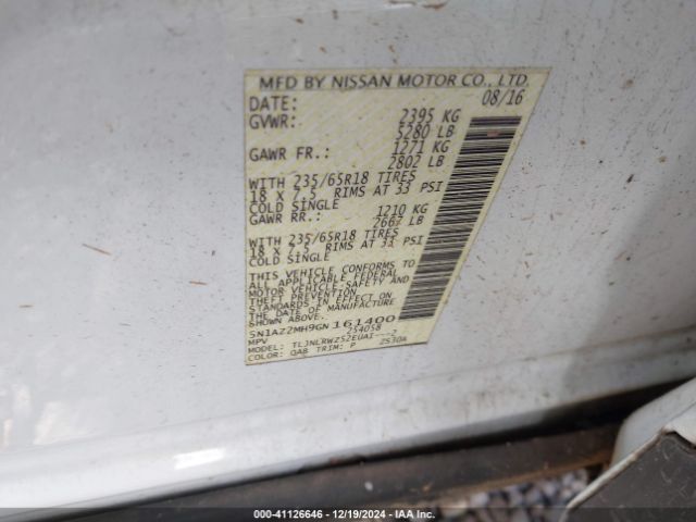 5N1AZ2MH9GN161400 Nissan MURANO SL
