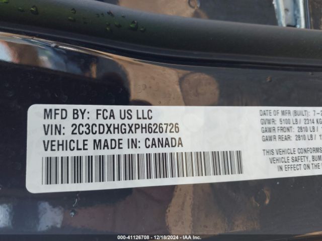 2C3CDXHGXPH626726 Dodge CHARGER GT