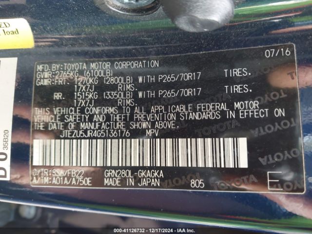 JTEZU5JR4G5136176 Toyota 4RUNNER SR5