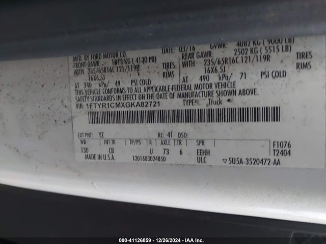 Ford Transit-250 2016 1FTYR1CMXGKA82721 Image 9