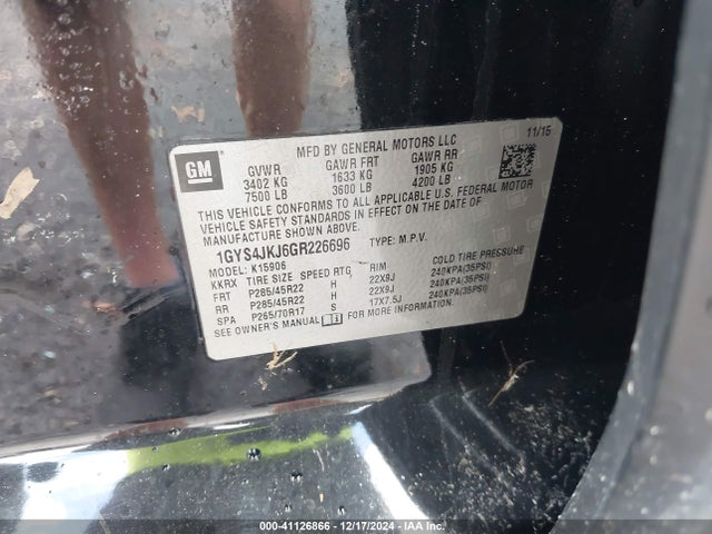 2016 CADILLAC ESCALADE ESV 1GYS4JKJ6GR226696 Photo 8