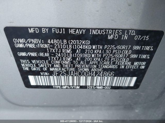 JF2SJAHC0GH424866 Subaru Forester 2.5i Limited