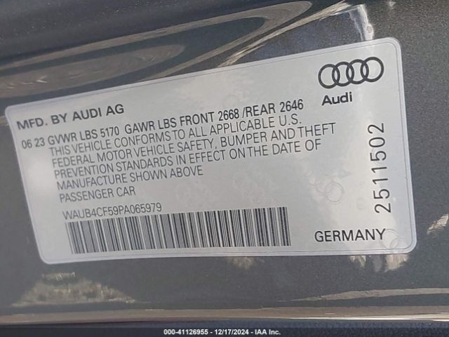 WAUB4CF59PA065979 Audi S5 Sportback Prestige Tfsi Quattro Tiptronic