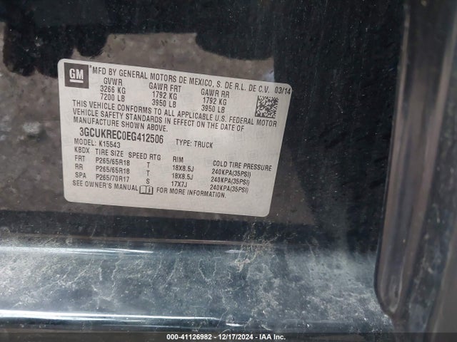 Chevrolet Silverado 1500 2lt 2014 3GCUKREC0EG412506 Image 9
