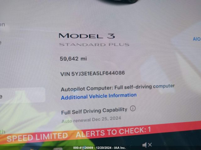 5YJ3E1EA5LF644086 Tesla Model 3 Standard Range Plus Rear-wheel Drive/standard Range Rear-wheel Drive