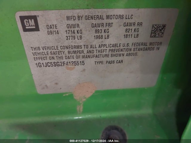 Chevrolet Sonic Lt Auto 2015 1G1JC5SG2F4125515 Image 9