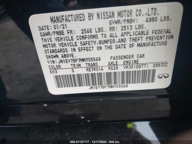 JN1EV7BP7MM705549 Infiniti Q50 LUXE