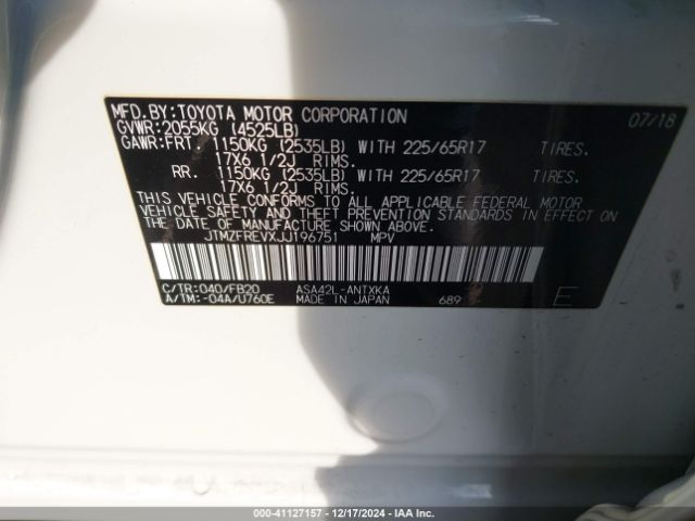 JTMZFREVXJJ196751 Toyota RAV4 LE