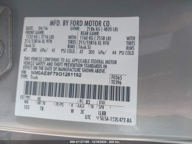 NM0AE8F79G1281192 Ford Transit Connect Xlt