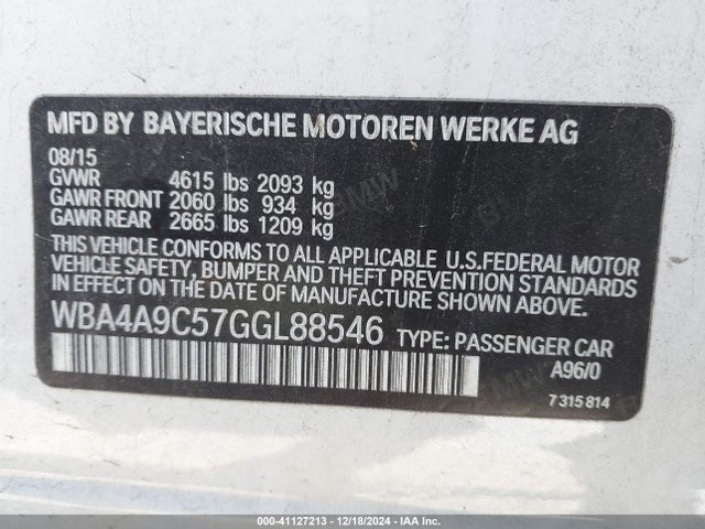 WBA4A9C57GGL88546 BMW 428i Gran Coupe