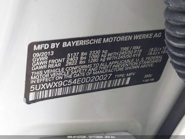 5UXWX9C54E0D20027 BMW X3 Xdrive28i