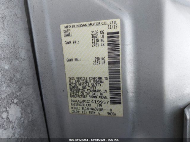 1N4AA6AP1GC419957 Nissan Maxima 3.5 Platinum