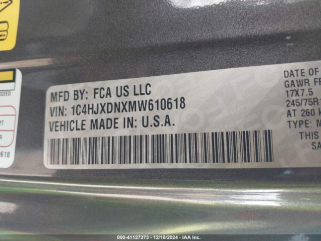 2021 JEEP WRANGLER UNLIMITED 1C4HJXDNXMW610618 Photo 8