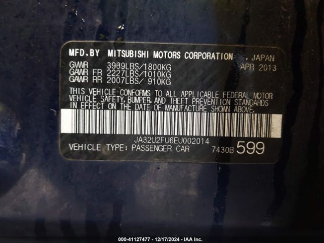 JA32U2FU6EU002014 Mitsubishi LANCER ES