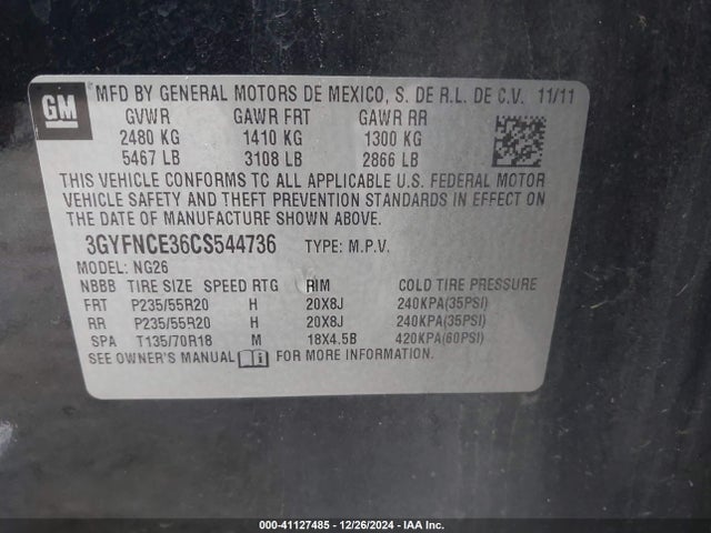 2012 CADILLAC SRX 3GYFNCE36CS544736 Photo 8