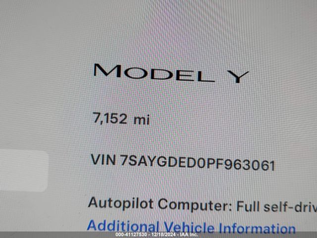 7SAYGDED0PF963061 Tesla Model Y Rwd