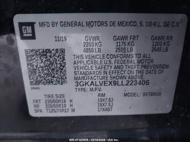 3GKALVEX9LL223406 GMC Terrain Awd Slt