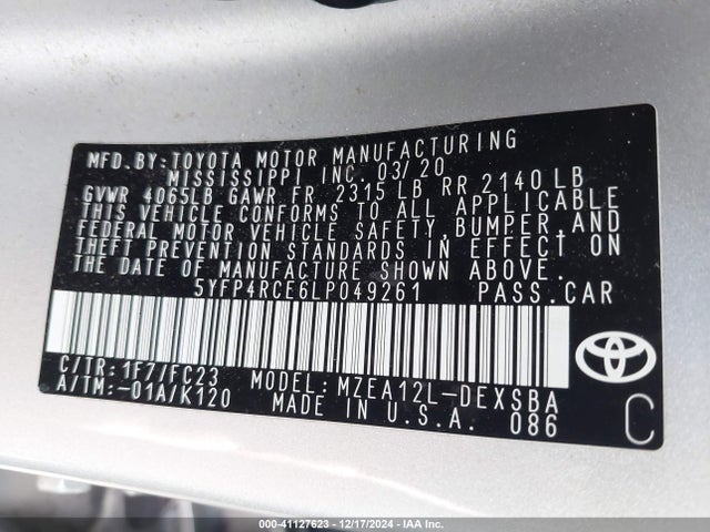 5YFP4RCE6LP049261 Toyota COROLLA SE