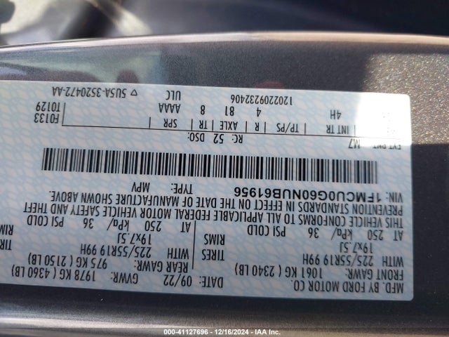 Ford ESCAPE SE 2022 1FMCU0G60NUB61956 Image 7