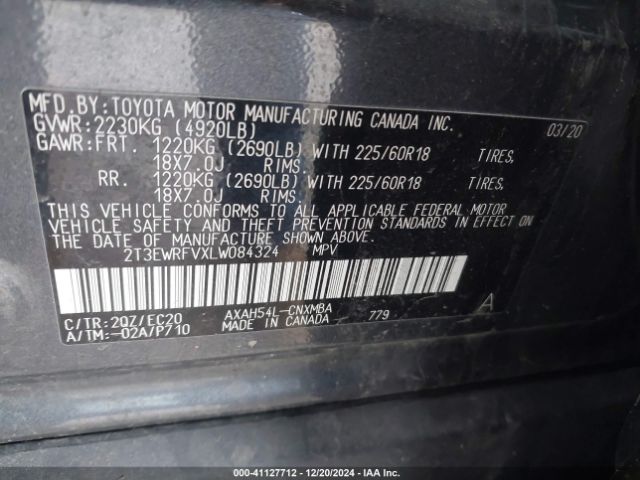 2T3EWRFVXLW084324 Toyota Rav4 Hybrid Xse