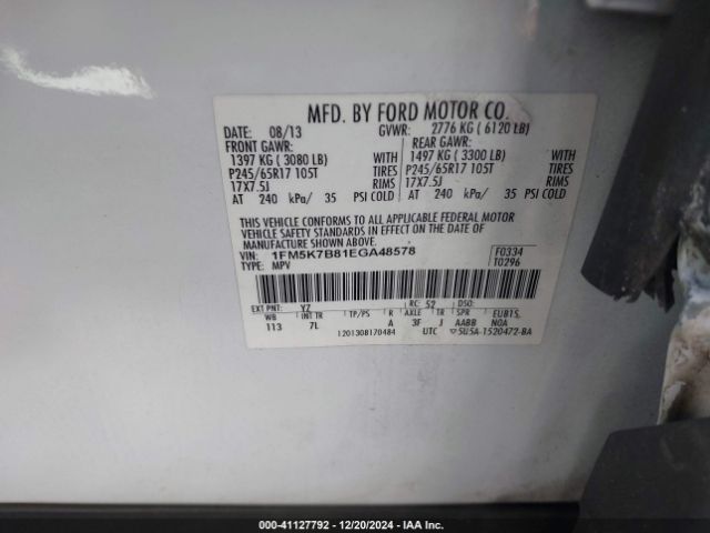 1FM5K7B81EGA48578 Ford Explorer