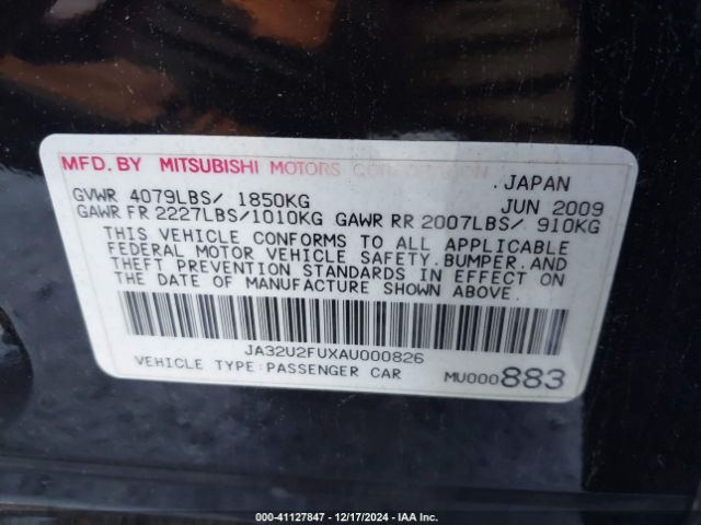 2010 MITSUBISHI LANCER JA32U2FUXAU000826 Photo 8