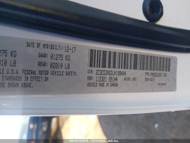2C3CDZAG3JH199404 Dodge Challenger Sxt Plus