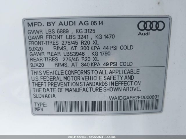 WA1DGAFE2FD000891 Audi Q7 3.0t S Line Prestige