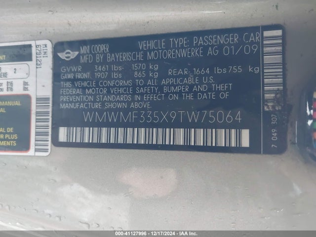 2009 MINI COOPER WMWMF335X9TW75064 Photo 8