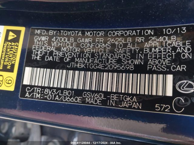 JTHBK1GG4E2095698 Lexus ES 350