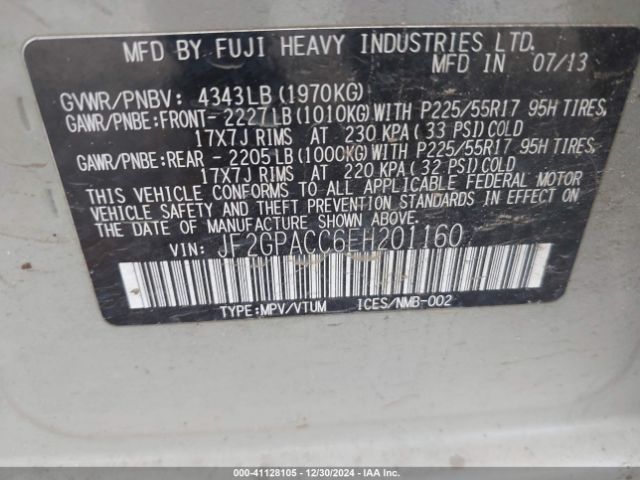 JF2GPACC6EH201160 Subaru Xv Crosstrek 2.0i Premium