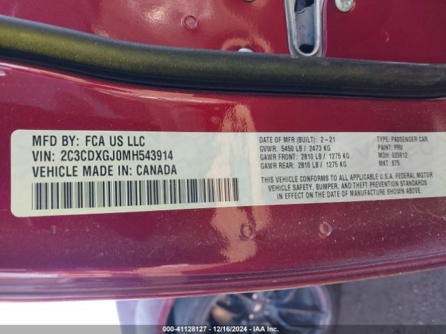 2C3CDXGJ0MH543914 Dodge Charger Scat Pack Widebody Rwd