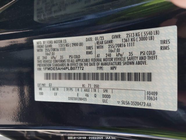 1FMDE5AH4PLB07772 Ford Bronco