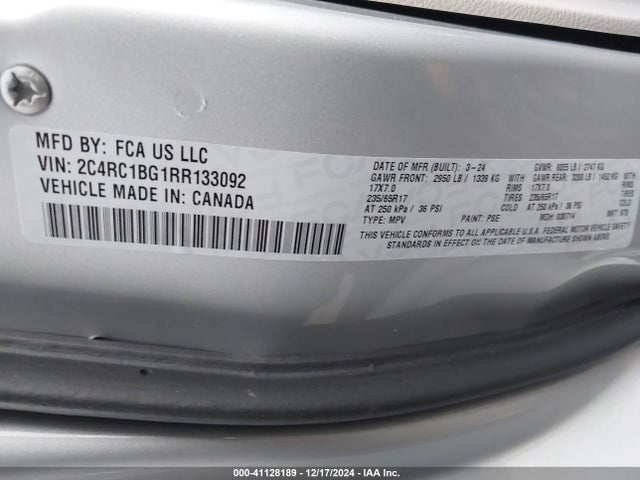 Chrysler Pacifica Touring L 2024 2C4RC1BG1RR133092 Image 9