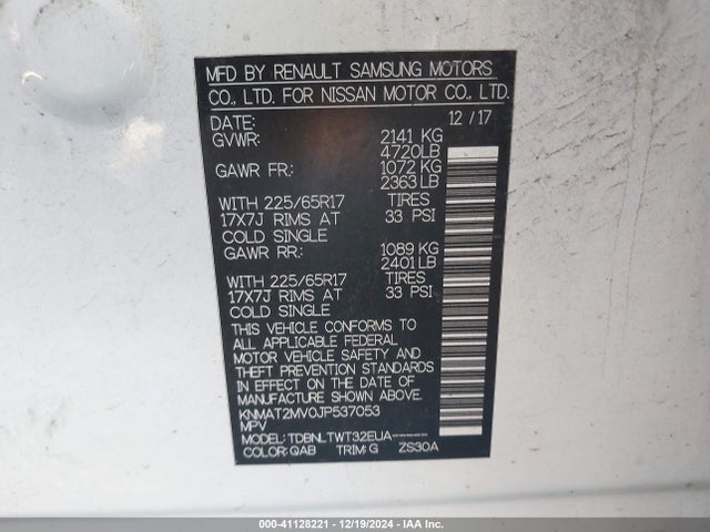 Nissan ROGUE SV 2018 KNMAT2MV0JP537053 Image 9